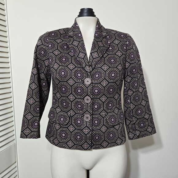 LOFT Jackets & Blazers - Ann Taylor Loft Brown Geometric 3/4 Sleeve Blazer